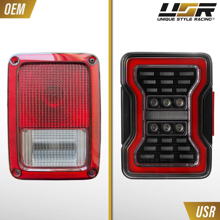 2007 - 2018 Jeep Wrangler 2D & 4D Sport Utility Vehicle Smoke or Clear Lens Full LED Tail Lights