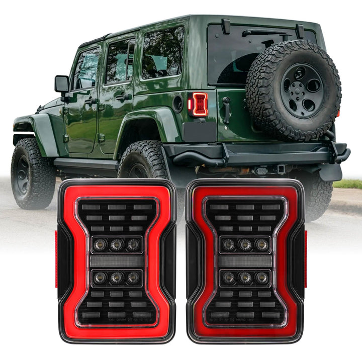 2007 - 2018 Jeep Wrangler 2D & 4D Sport Utility Vehicle Smoke or Clear Lens Full LED Tail Lights