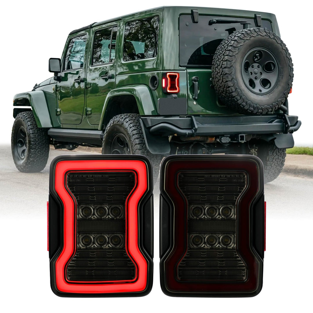 2007 - 2018 Jeep Wrangler 2D & 4D Sport Utility Vehicle Smoke or Clear Lens Full LED Tail Lights