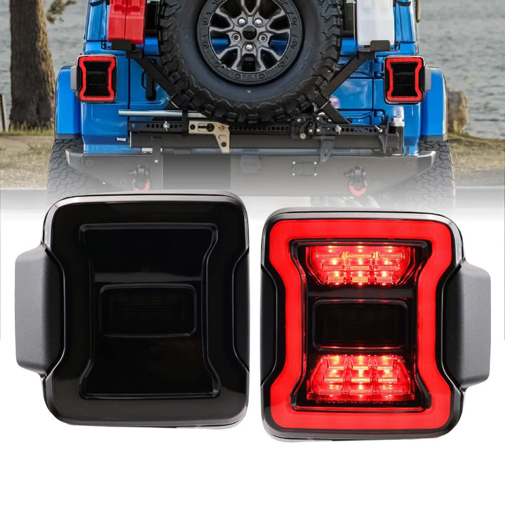 2018 - 2024 Jeep Wrangler JL Smoke Lens LED Tail Light Upgrade for Stock Halogen Models