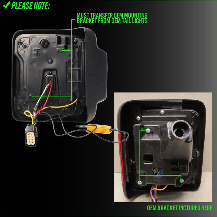 2018 - 2024 Jeep Wrangler JL Smoke Lens LED Tail Light Upgrade for Stock Halogen Models