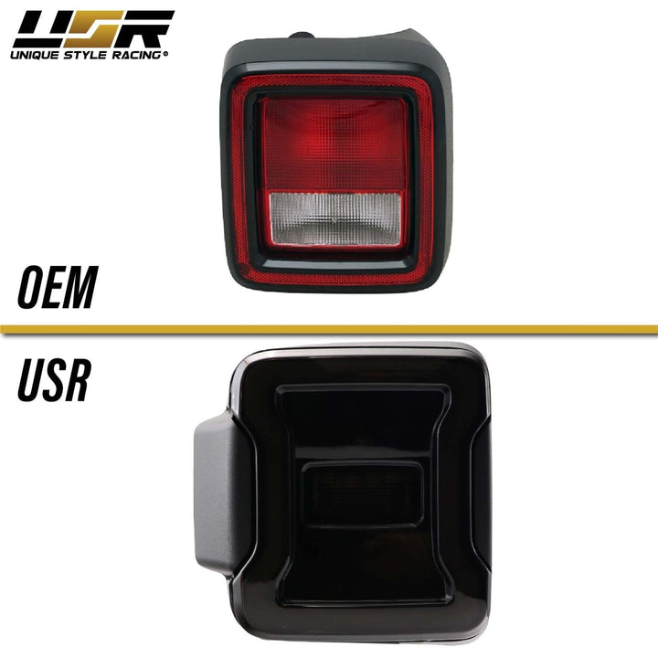 2018 - 2024 Jeep Wrangler JL Smoke Lens LED Tail Light Upgrade for Stock Halogen Models