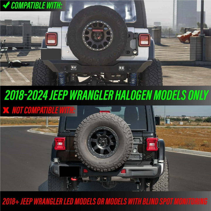 2018 - 2024 Jeep Wrangler JL Smoke Lens LED Tail Light Upgrade for Stock Halogen Models