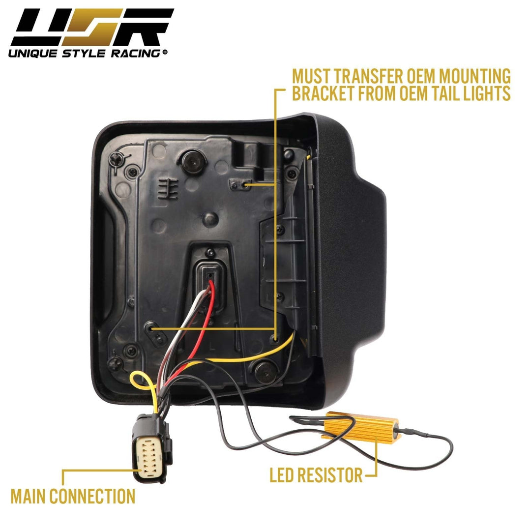 2018 - 2024 Jeep Wrangler JL Smoke Lens LED Tail Light Upgrade for Stock Halogen Models