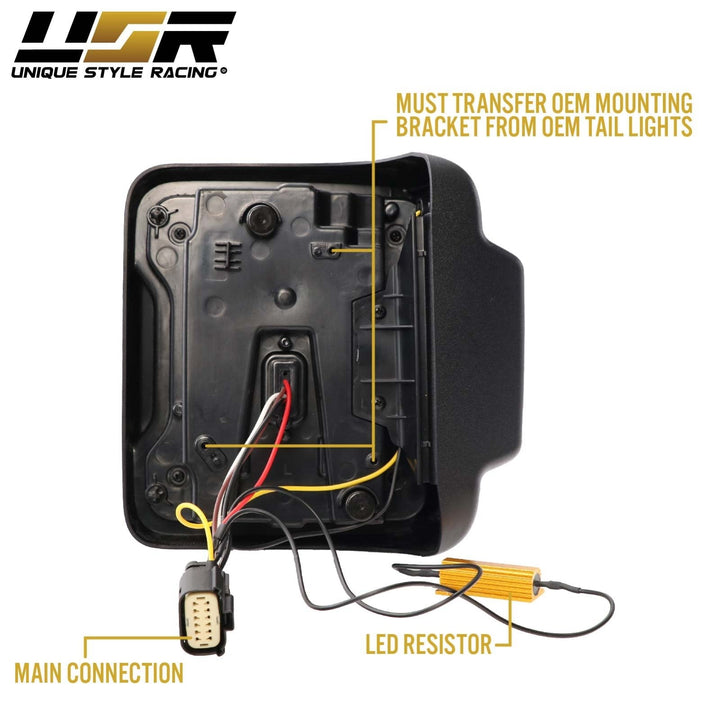 2018 - 2024 Jeep Wrangler JL Smoke Lens LED Tail Light Upgrade for Stock Halogen Models