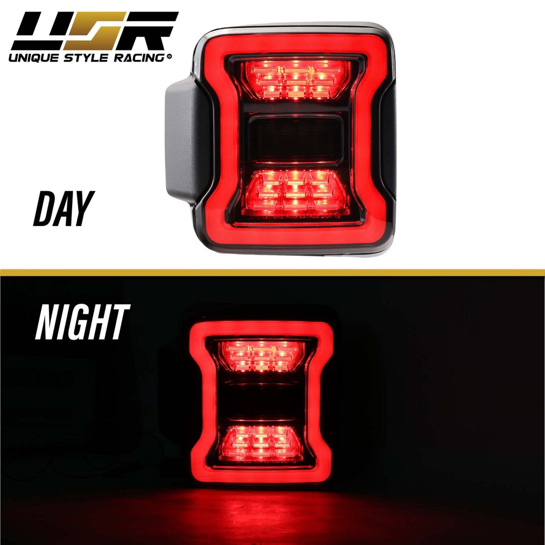 2018 - 2024 Jeep Wrangler JL Smoke Lens LED Tail Light Upgrade for Stock Halogen Models