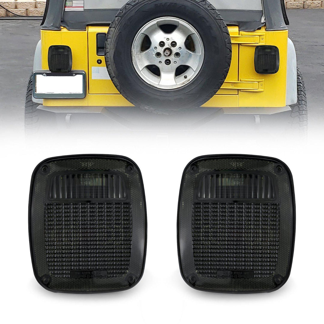 1987 - 1995 Jeep Wrangler YJ & 1997 - 2006 TJ Clear or Smoke Lens Tail Lights