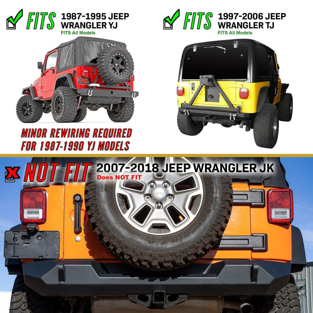 1987 - 1995 Jeep Wrangler YJ & 1997 - 2006 TJ Clear or Smoke Lens Tail Lights