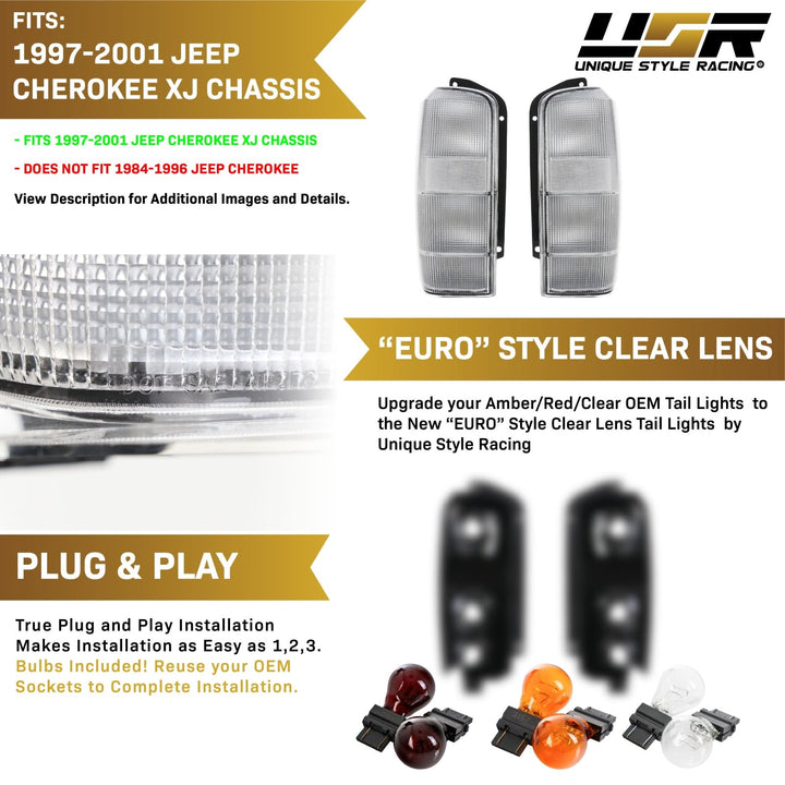 1997 - 2001 Jeep Cherokee XJ All Clear Tail Lights