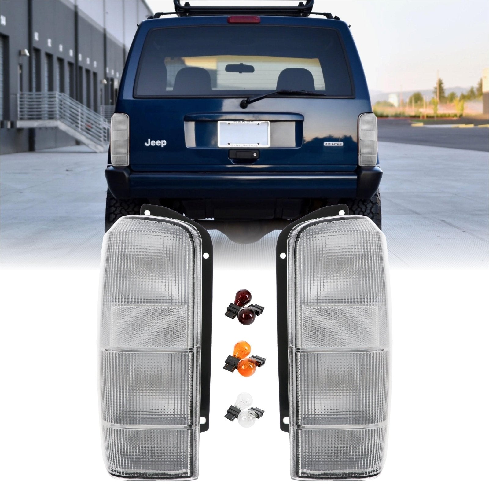 1997-2001 Jeep Cherokee XJ All Clear Tail Lights β Unique Style Racing
