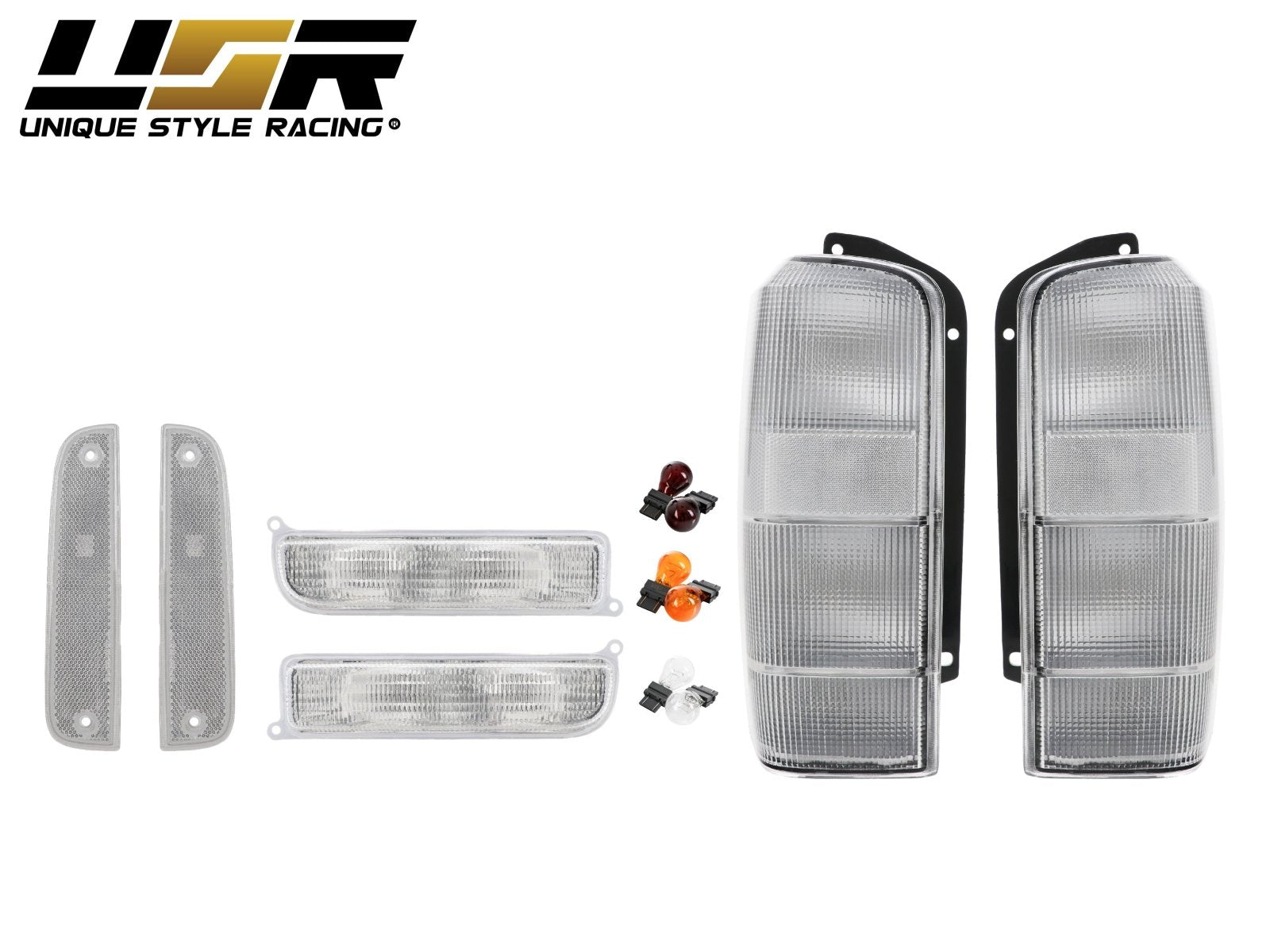 1997-2001 Jeep Cherokee XJ All Clear Tail Lights + Bumper Lights +