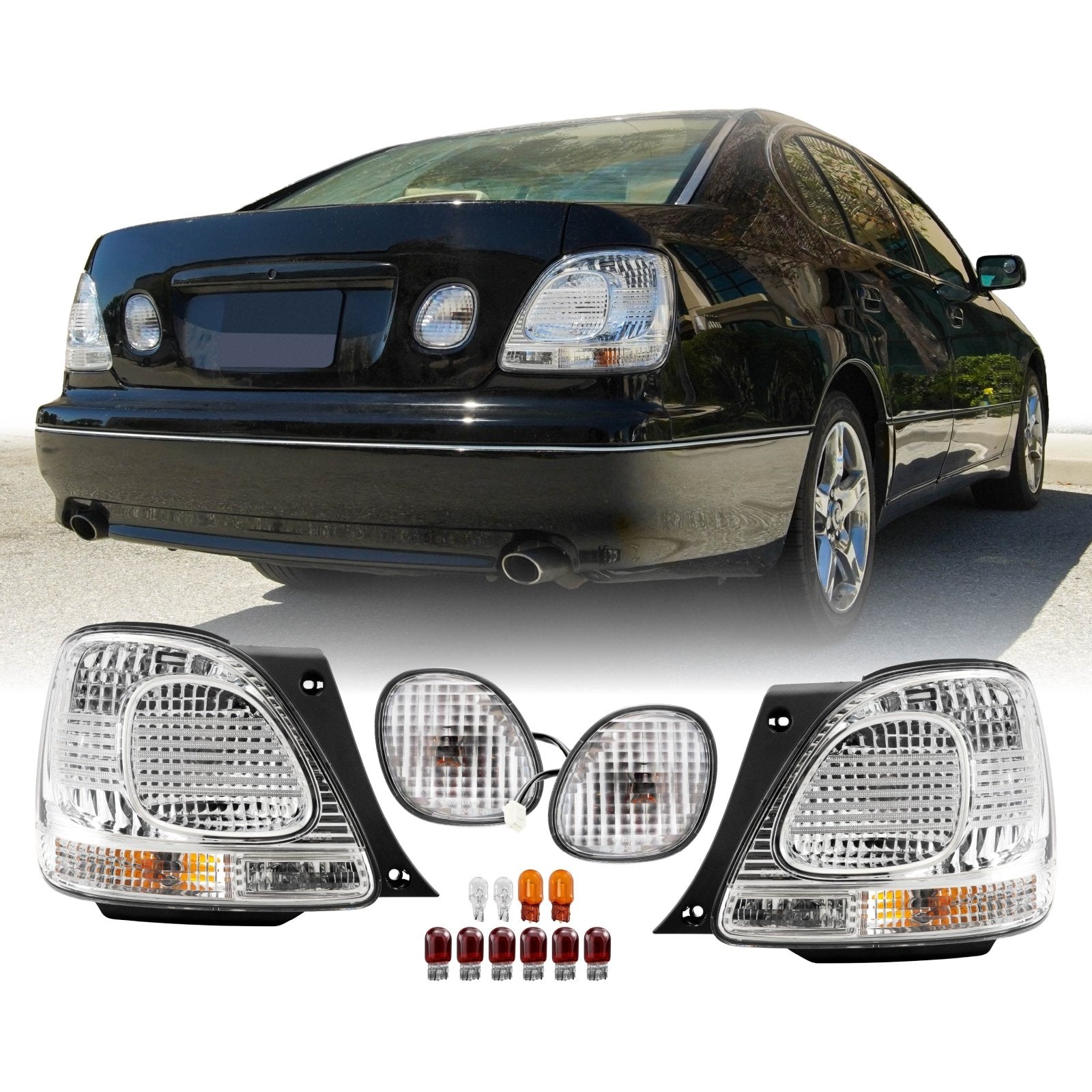 1998-2005 Lexus GS300 / 400 / 430 All Clear Lens 4PC Tail Lights
