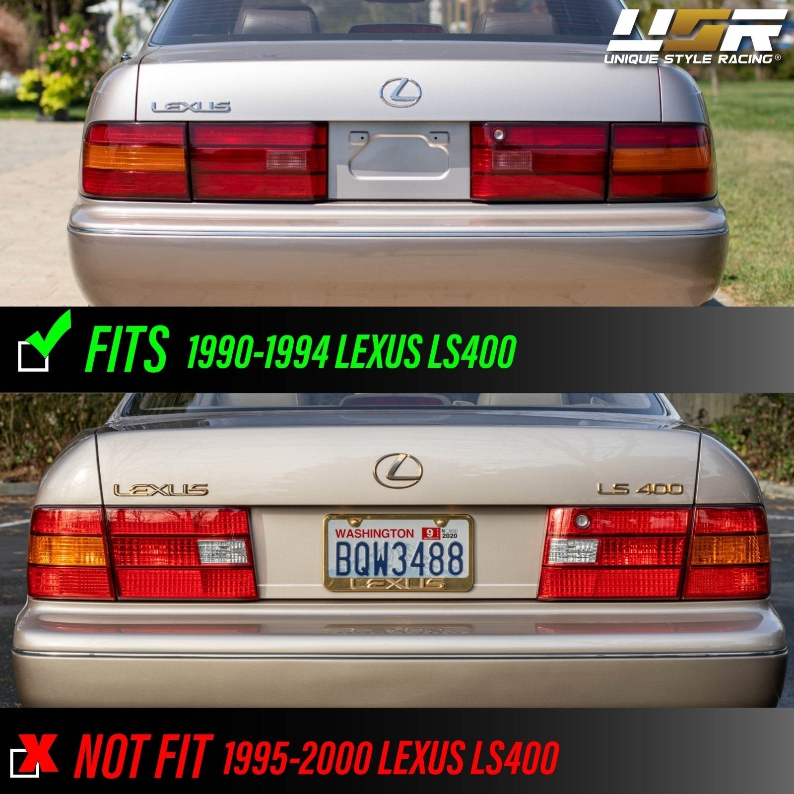 1990-1994 Lexus LS400 JDM Style Red/ Clear Rear Red 4 Piece Tail