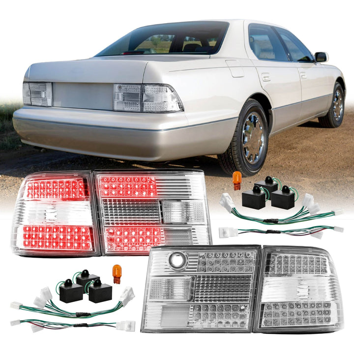 1995 - 1997 Lexus LS400 All Clear Lens LED 4PC Tail Lights