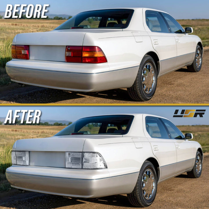 1995 - 1997 Lexus LS400 All Clear Lens LED 4PC Tail Lights