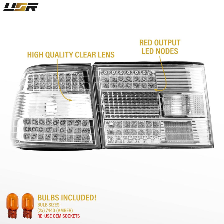 1995 - 1997 Lexus LS400 All Clear Lens LED 4PC Tail Lights