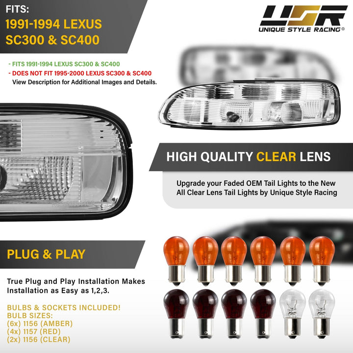 1991-1994 Lexus SC300 / SC400 All Clear Lens Tail Lights
#light-source_incandescent