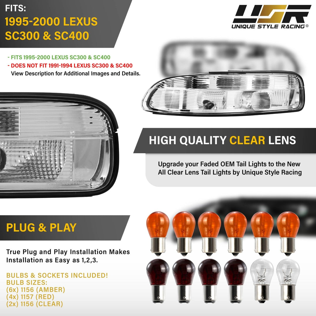 1995-2000 Lexus SC300 / SC400 All Clear Lens Tail Lights
#light-source_incandescent