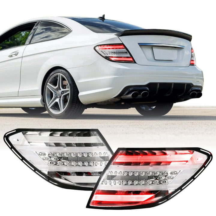 2008 - 2014 Mercedes W204 C Class Facelift Style All Clear Lens LED Tail Lights