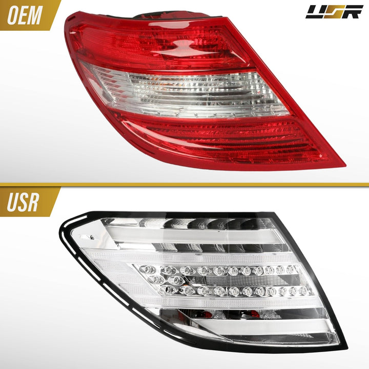 2008 - 2014 Mercedes W204 C Class Facelift Style All Clear Lens LED Tail Lights