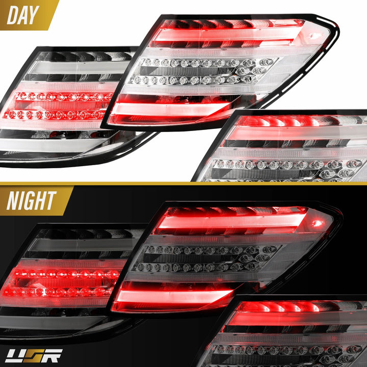2008 - 2014 Mercedes W204 C Class Facelift Style All Clear Lens LED Tail Lights