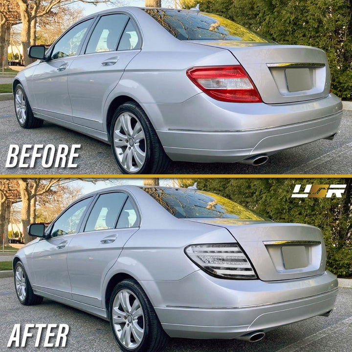 2008 - 2014 Mercedes W204 C Class Facelift Style All Clear Lens LED Tail Lights