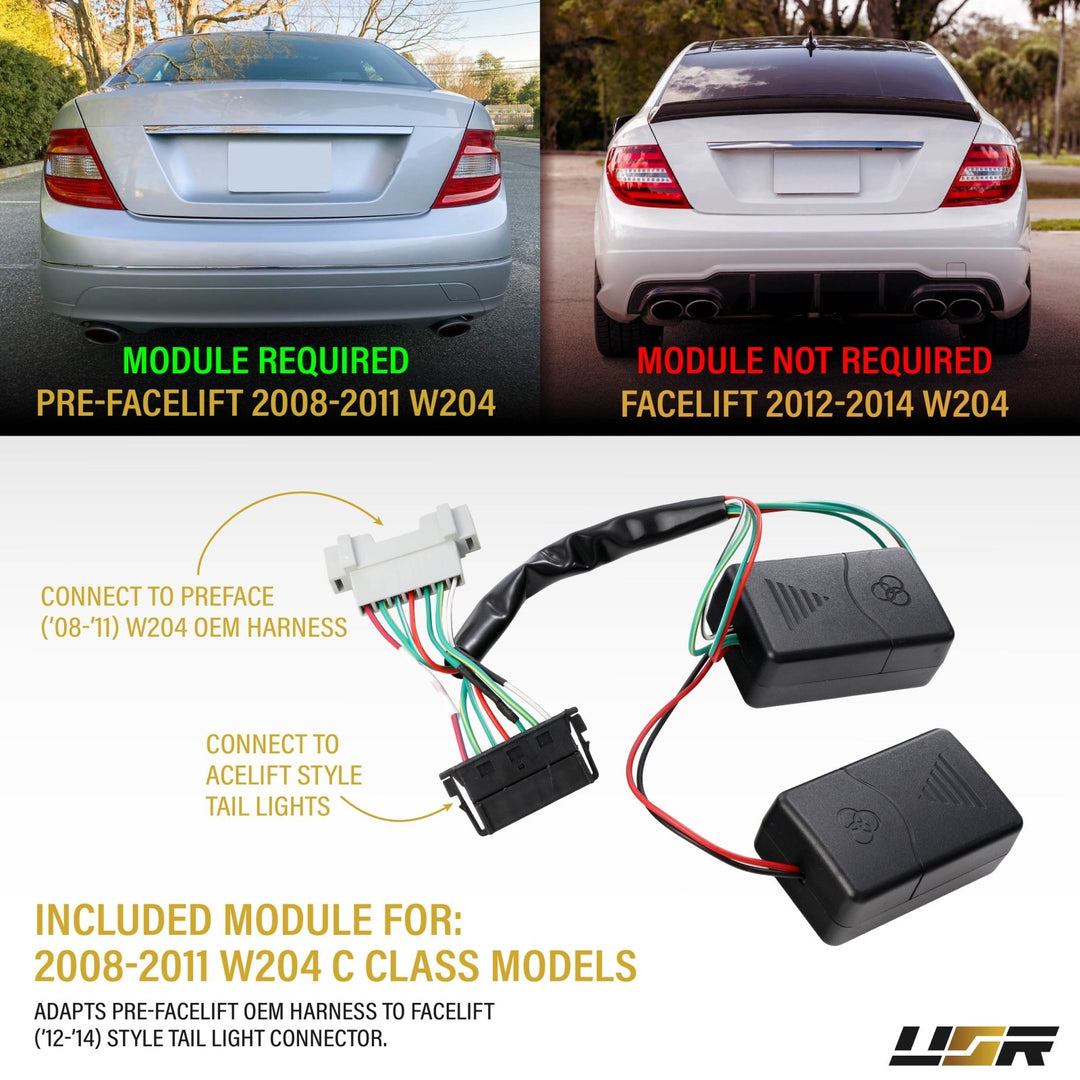 2008 - 2011 Mercedes W204 C Class Facelift Style Red / Clear Lens LED Tail Lights