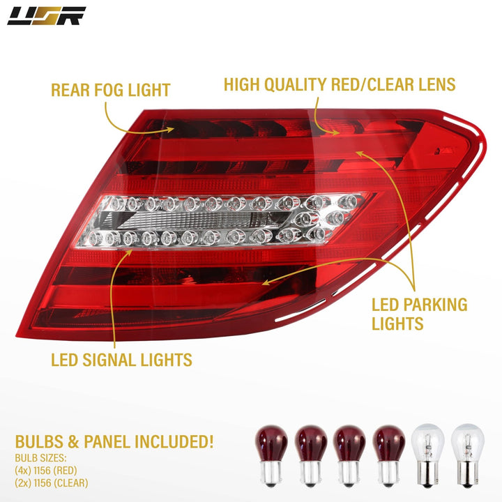 2008 - 2011 Mercedes W204 C Class Facelift Style Red / Clear Lens LED Tail Lights