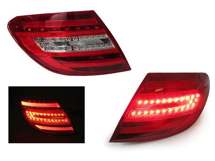 2008 - 2011 Mercedes Benz C Class W204 Facelift Style DOT / SAE Red/Clear or Red/Smoke Light Bar LED Tail Light