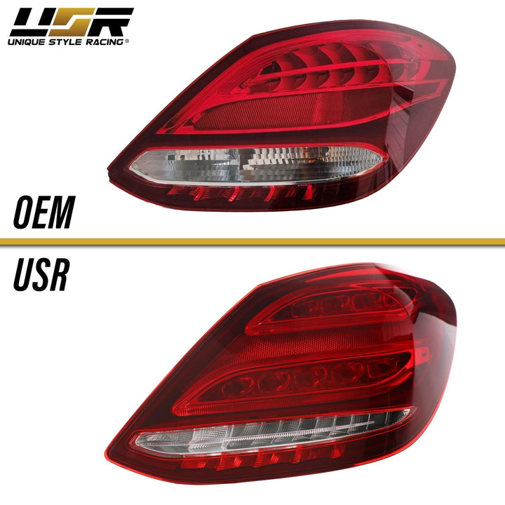 2015 - 2018 Mercedes Benz W205 C Class 4D Sedan AMGStyle Red/Clear Full LED Tail Lights