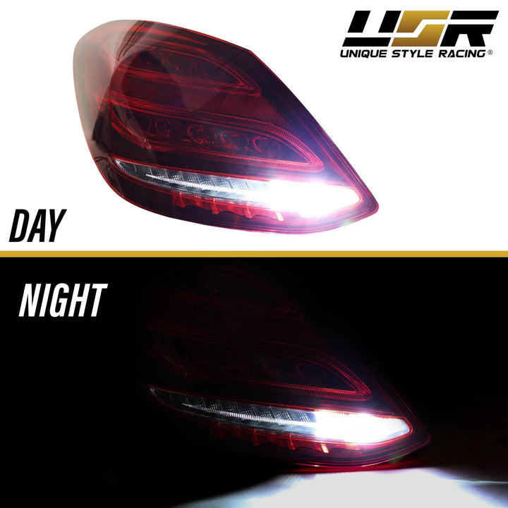 2015 - 2018 Mercedes Benz W205 C Class 4D Sedan AMGStyle Red/Clear Full LED Tail Lights