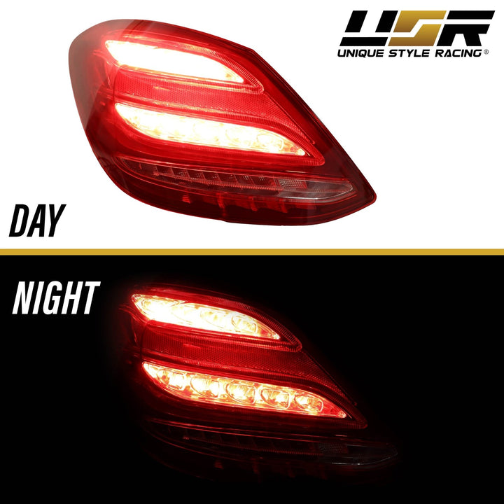 2015 - 2018 Mercedes Benz W205 C Class 4D Sedan AMGStyle Red/Clear Full LED Tail Lights