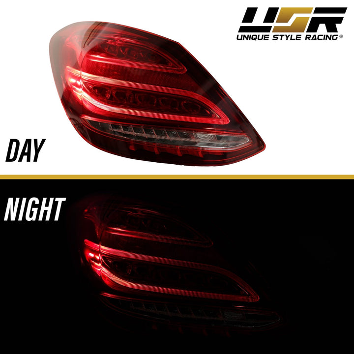 2015 - 2018 Mercedes Benz W205 C Class 4D Sedan AMGStyle Red/Clear Full LED Tail Lights