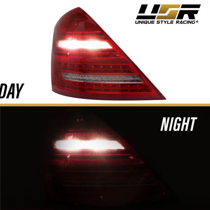 2007 - 2009 Mercedes S Class W221 Facelift Style Red/Clear LED Rear Tail Light