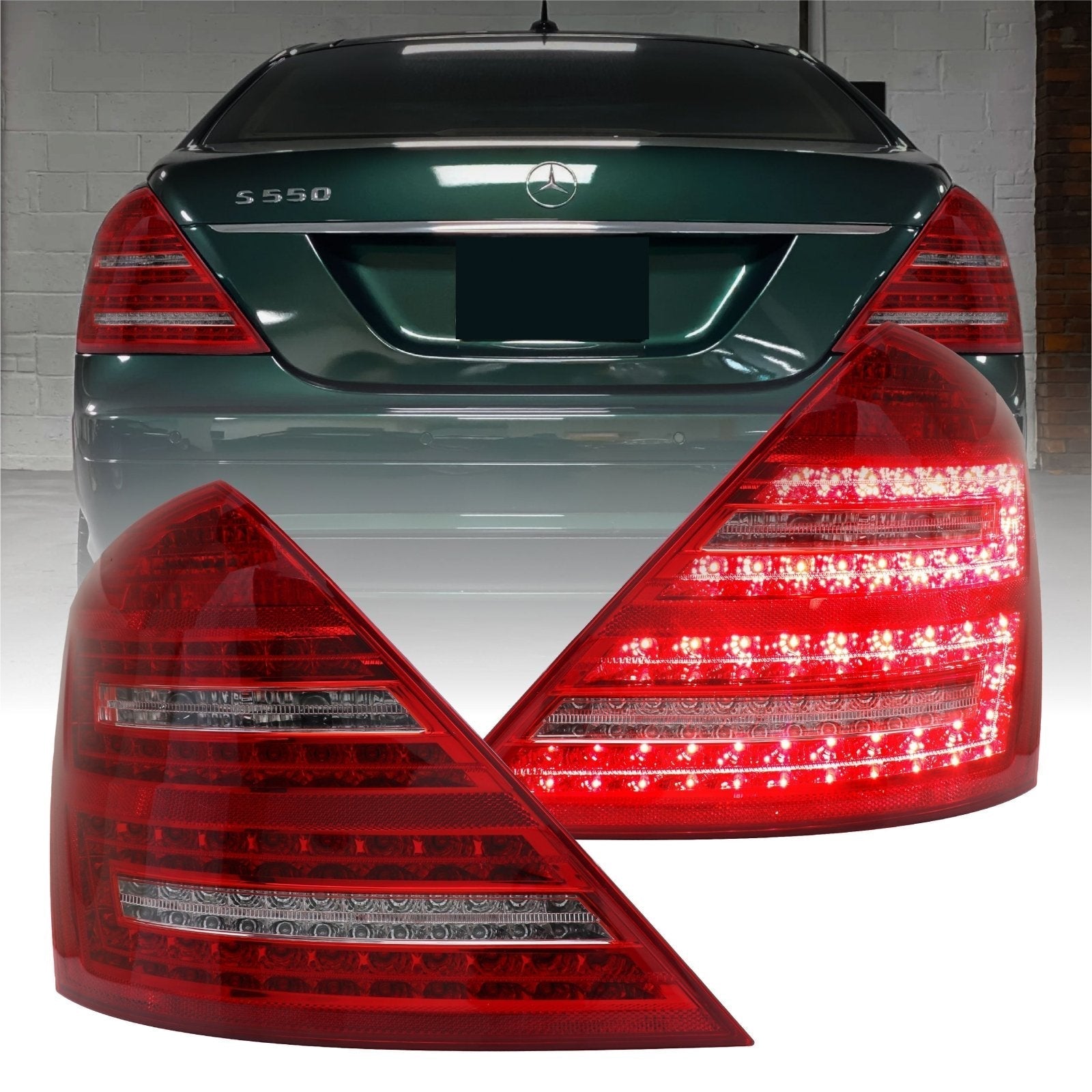 2007-2009 Mercedes S Class W221 Facelift Style Red/Clear LED Rear Tail ...