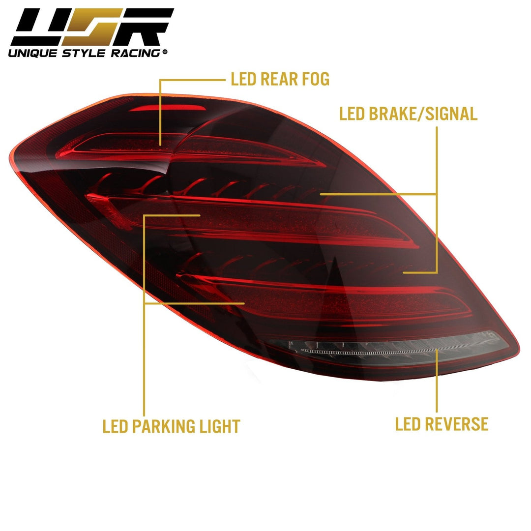 2014 - 2017 Mercedes S Class W222 Maybach AMG USA FACELIFT Plug & Play Red Lens Full LED Tail Light Set