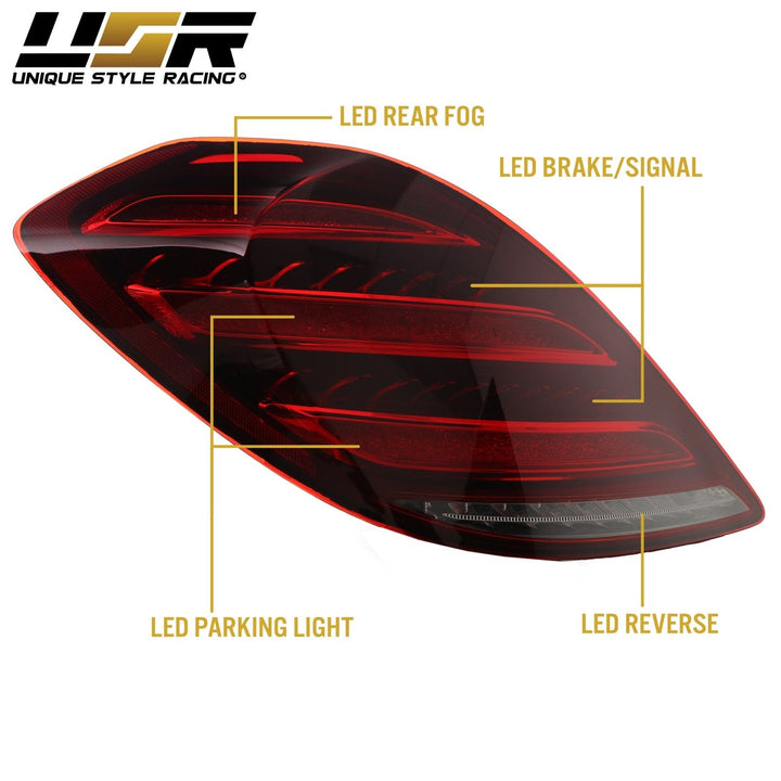 2014 - 2017 Mercedes S Class W222 Maybach AMG USA FACELIFT Plug & Play Red Lens Full LED Tail Light Set