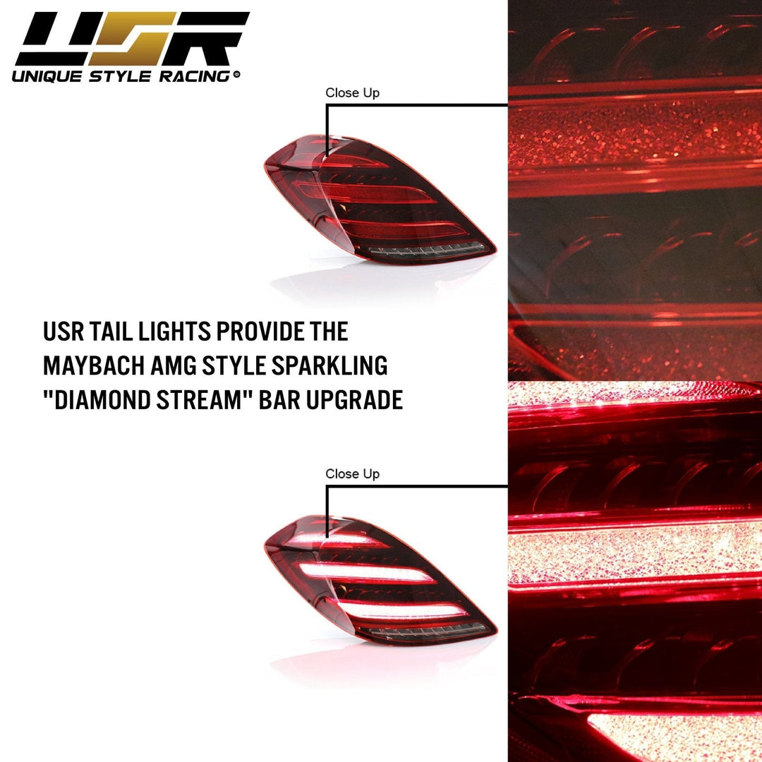 2014 - 2017 Mercedes S Class W222 Maybach AMG USA FACELIFT Plug & Play Red Lens Full LED Tail Light Set