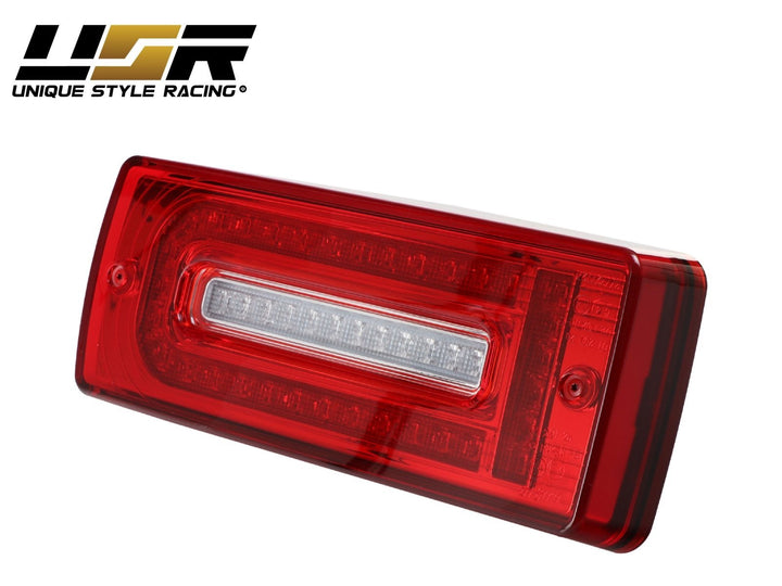 2007 - 2018 Mercedes W463 G Class w/ 2019+ W464 OEM Style LED Light Bar & LED Sequential Turn Signal Red/Clear or Smoke Lens Tail Light