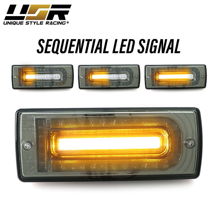 2007 - 2018 Mercedes W463 G Class w/ 2019+ W464 OEM Style LED Light Bar & LED Sequential Turn Signal Red/Clear or Smoke Lens Tail Light