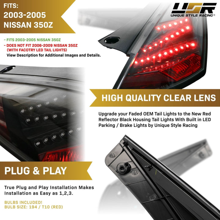 2003 - 2005 Nissan 350Z Z33 JDM 'Z' Shaped Black LED Tail Light