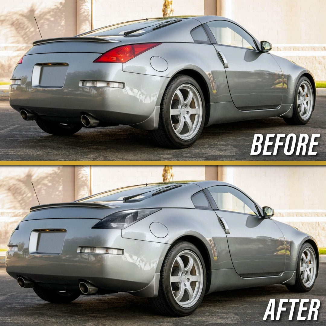 2003 - 2005 Nissan 350Z Z33 JDM 'Z' Shaped Black / Clear Monochrome Lens LED Tail Light