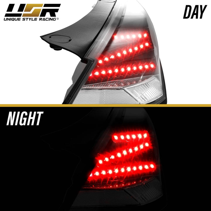 2003 - 2005 Nissan 350Z Z33 JDM 'Z' Shaped Black / Clear Monochrome Lens LED Tail Light