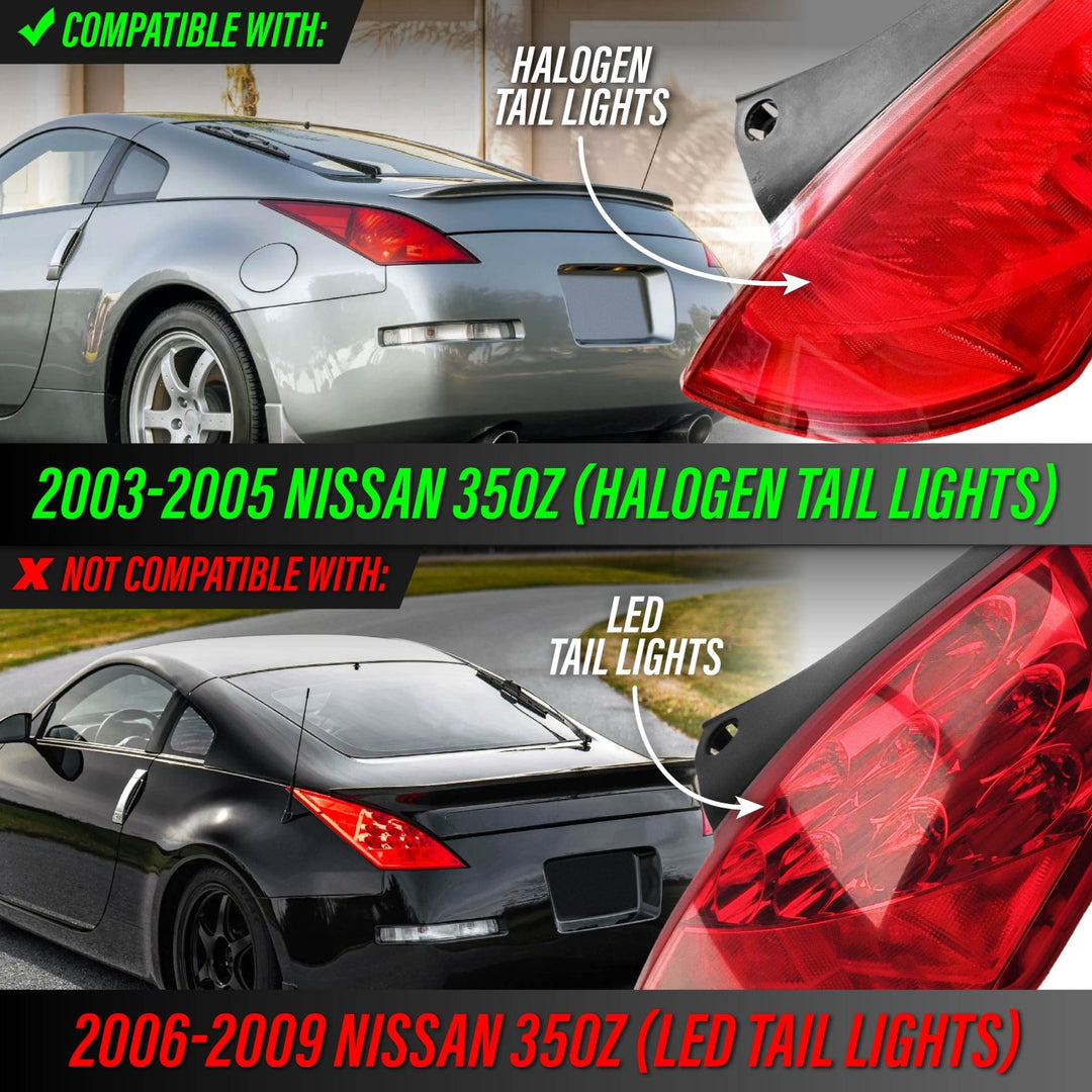 2003 2004 2005 2006 2007 2008 2009 Nissan 350Z 350 Z 33 Z33 JDM 'Z' Shaped All Clear Lens LED Tail Light

#fit-type_pre-facelift-halogen-models