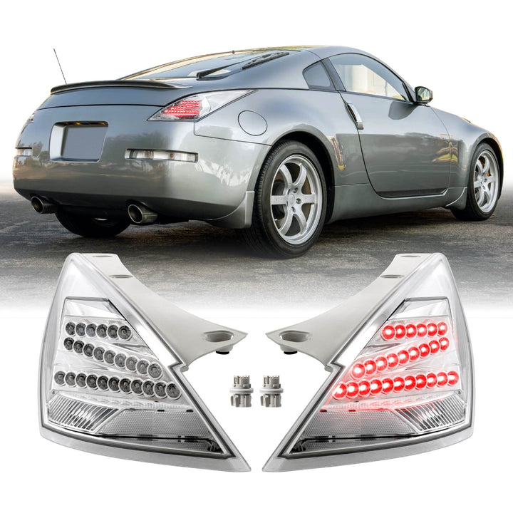 2003 2004 2005 2006 2007 2008 2009 Nissan 350Z 350 Z 33 Z33 JDM 'Z' Shaped All Clear Lens LED Tail Light

#fit-type_facelift-led-models