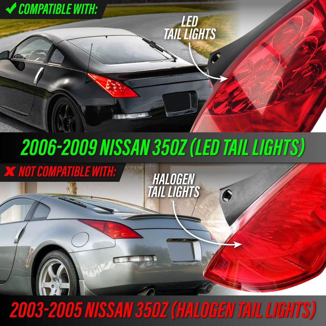 2003 2004 2005 2006 2007 2008 2009 Nissan 350Z 350 Z 33 Z33 JDM 'Z' Shaped All Clear Lens LED Tail Light

#fit-type_facelift-led-models