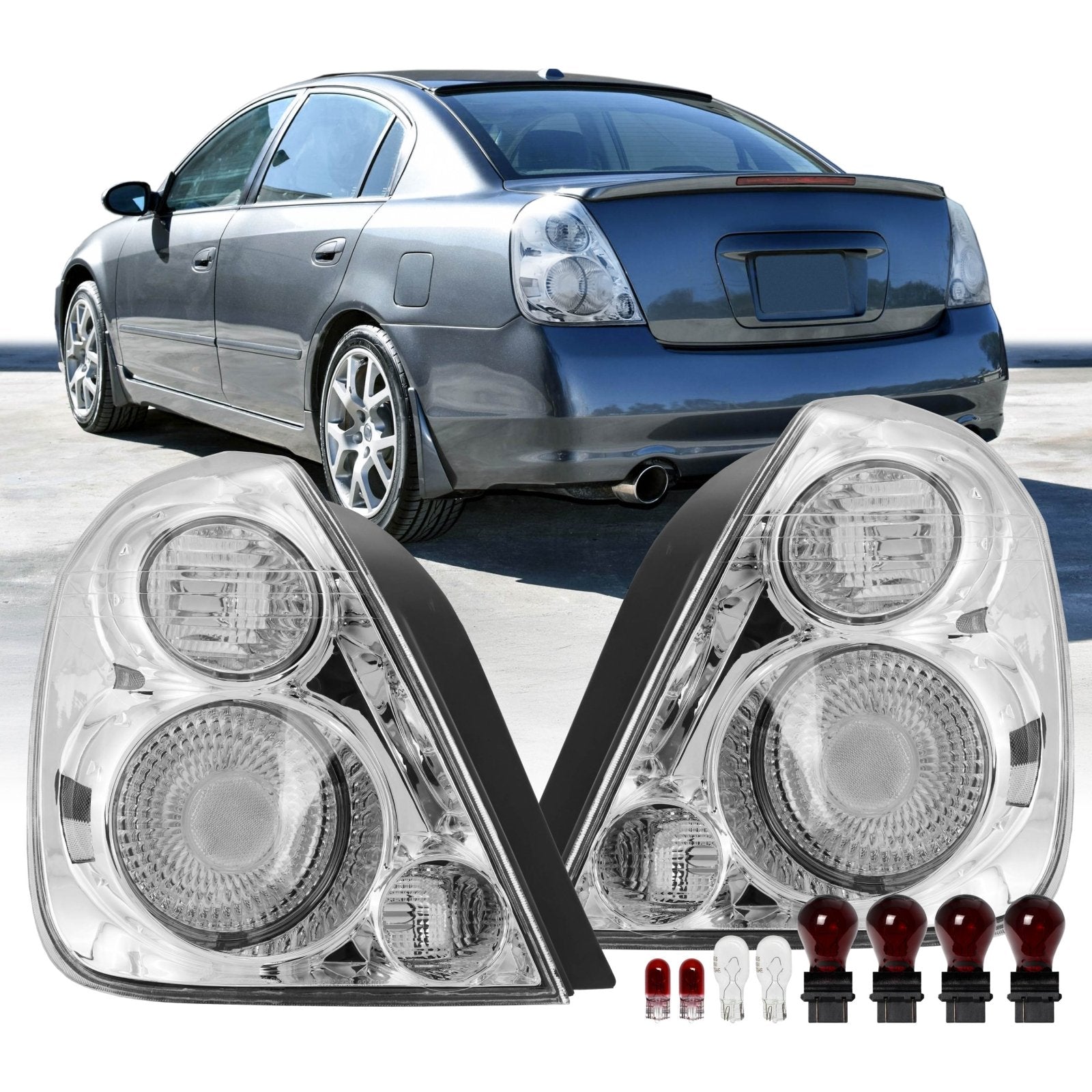 2002-2006 Nissan Altima 4D Sedan Euro Style All Clear Lens Tail Lights ...
