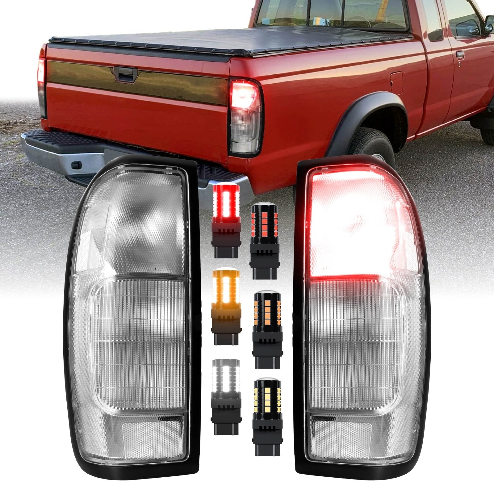 日産 d22 フロンティア OEMテールランプ 1998-2004 Nissan Frontier D22 Pick Up Truck All Clear Lens Tail