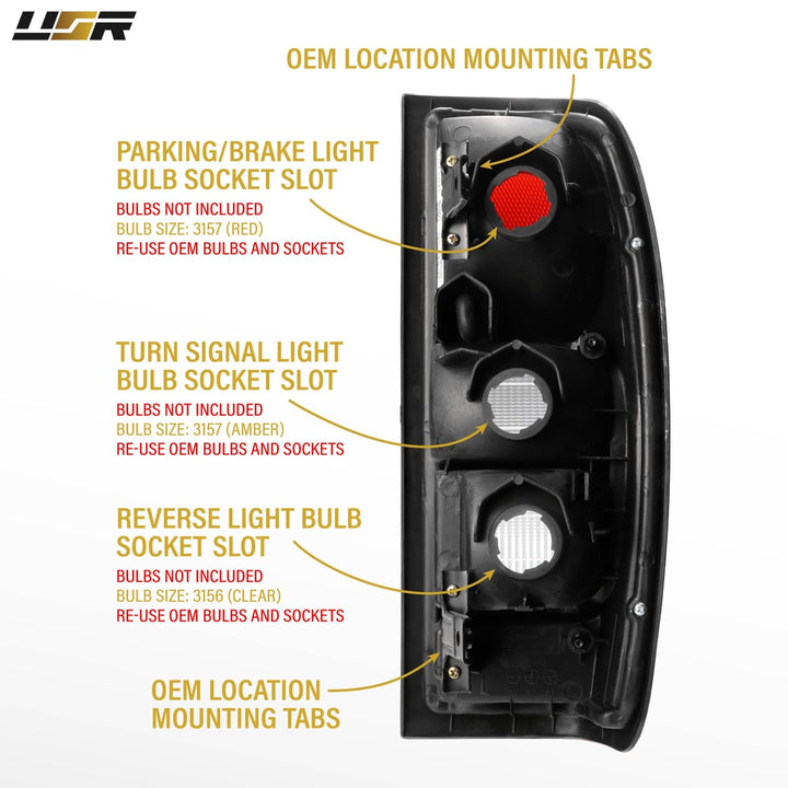 1998 - 2004 Nissan Frontier Dark Red Smoked Lens Tail Lights
