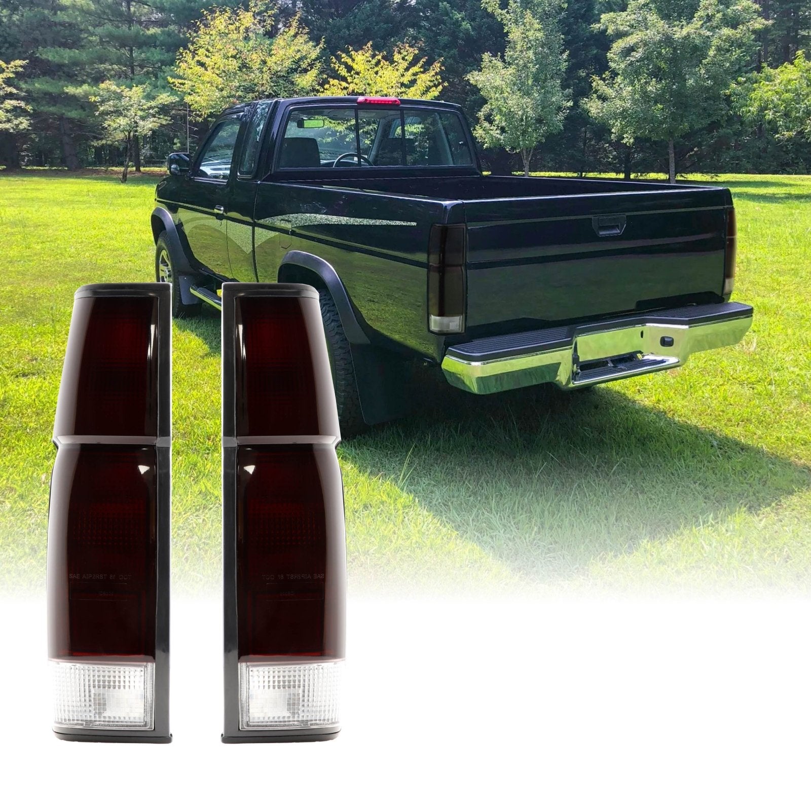 1986-1997 Nissan Hardbody Pickup Truck Dark Red Lens Tail Lights